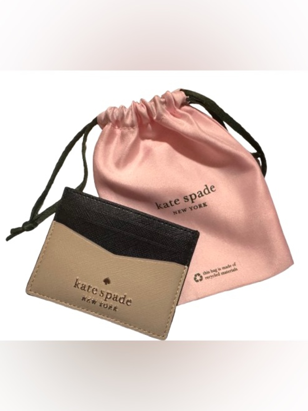 Kate Spade Staci Small Slim Card Holder (Warm Beige/Black) - Like New